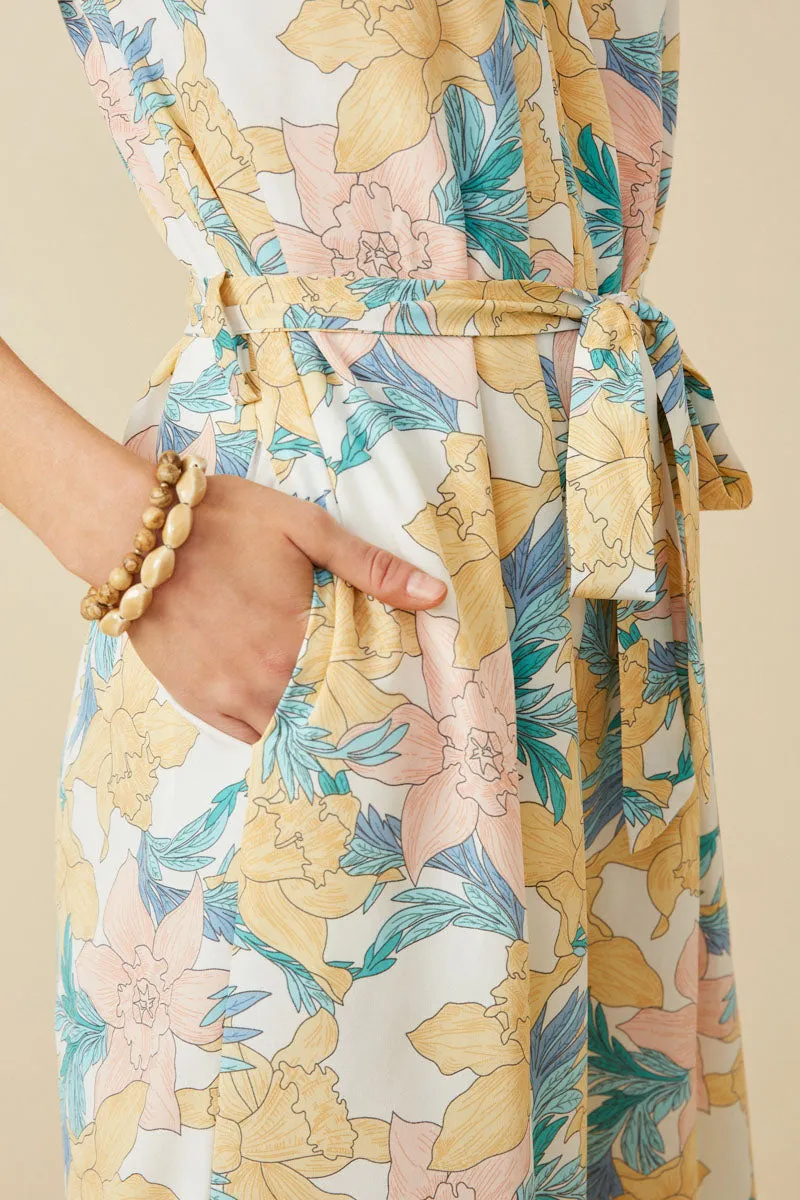 Womens Romantic Floral Ruffle Detail Wideleg Jumpsuit sold by Hayden product image thumbnail 3