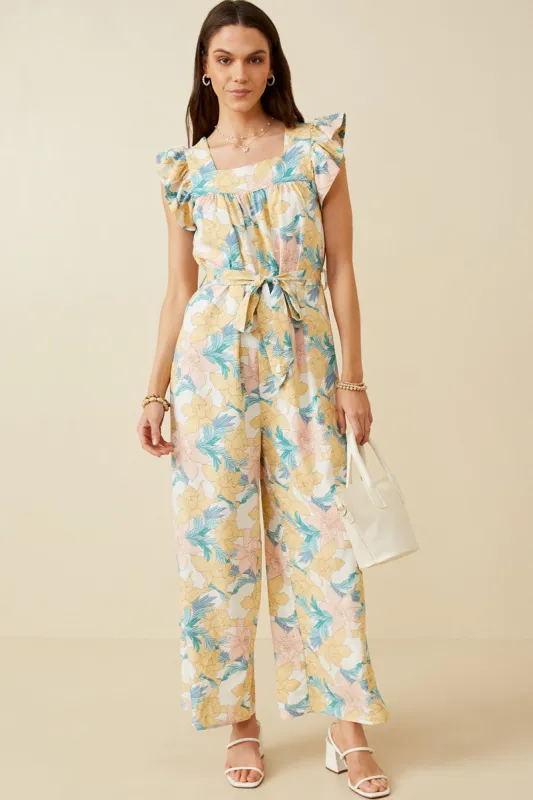 Womens Romantic Floral Ruffle Detail Wideleg Jumpsuit sold by Hayden