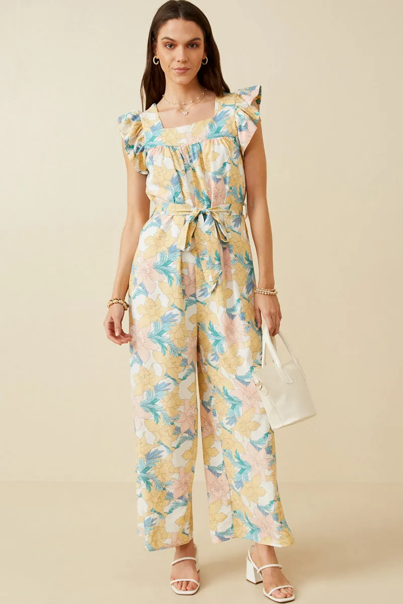 Womens Romantic Floral Ruffle Detail Wideleg Jumpsuit sold by Hayden