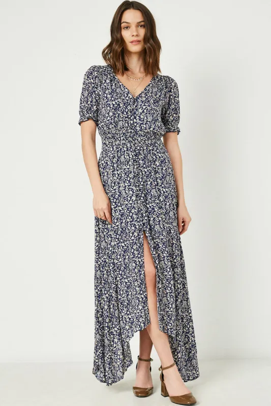 Womens Floral Ruched Waist Maxi Dress sold by Hayden