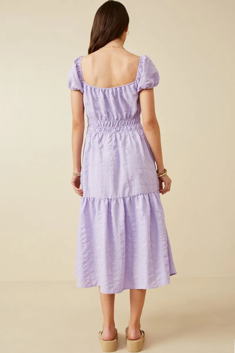 Womens Textured Smocked Waist Square Neck Puff Sleeve Dress sold by Hayden product image thumbnail 5