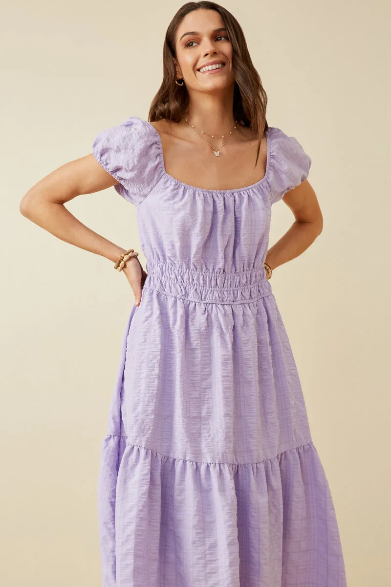 Womens Textured Smocked Waist Square Neck Puff Sleeve Dress sold by Hayden product image thumbnail 3