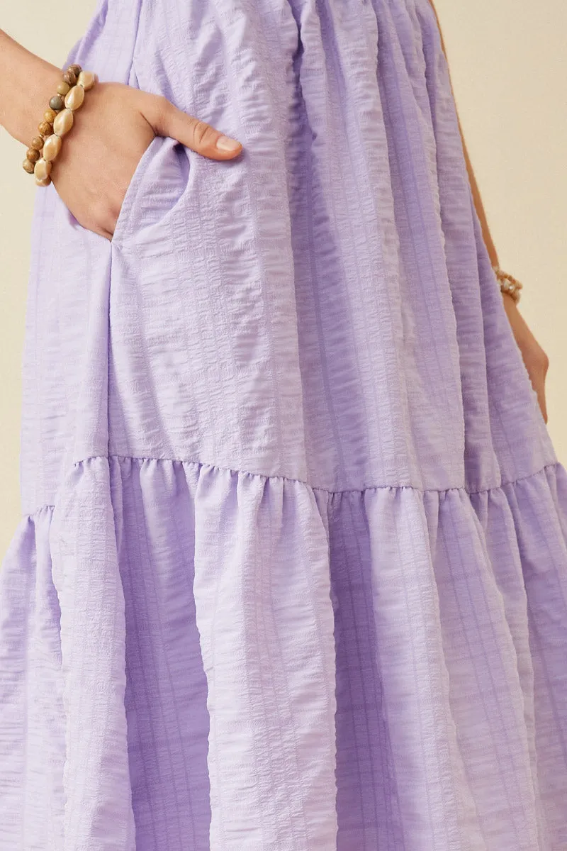 Womens Textured Smocked Waist Square Neck Puff Sleeve Dress sold by Hayden product image thumbnail 4