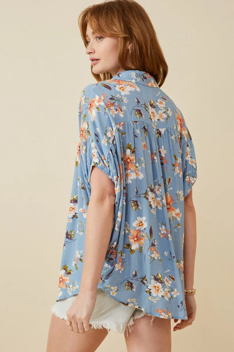 Womens Textured Floral Print Short Sleeve Dolman Top sold by Hayden product image thumbnail 5