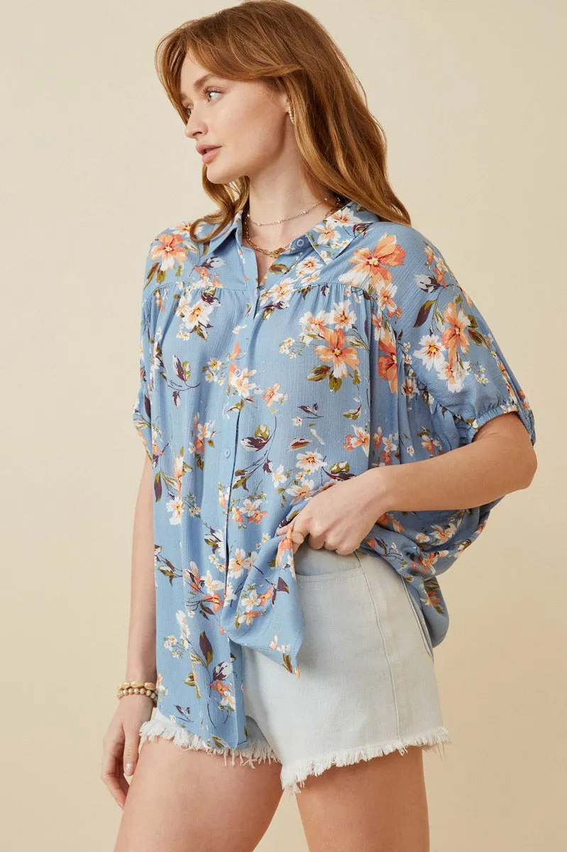 Womens Textured Floral Print Short Sleeve Dolman Top sold by Hayden product image thumbnail 4