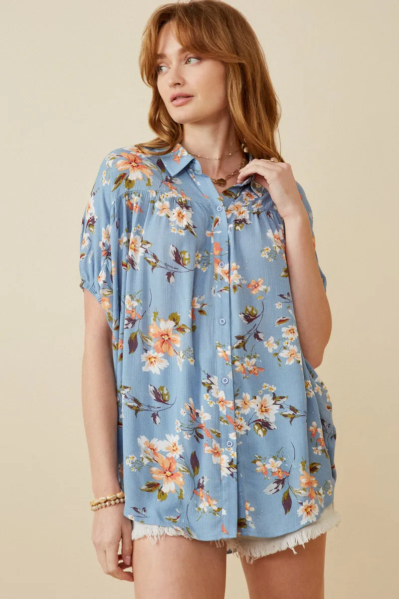 Womens Textured Floral Print Short Sleeve Dolman Top sold by Hayden