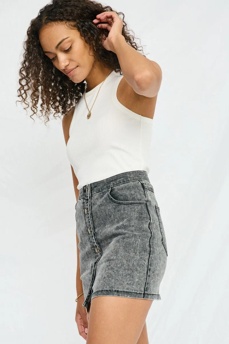 Womens Washed Button Up Denim Skirt sold by Hayden product image thumbnail 3