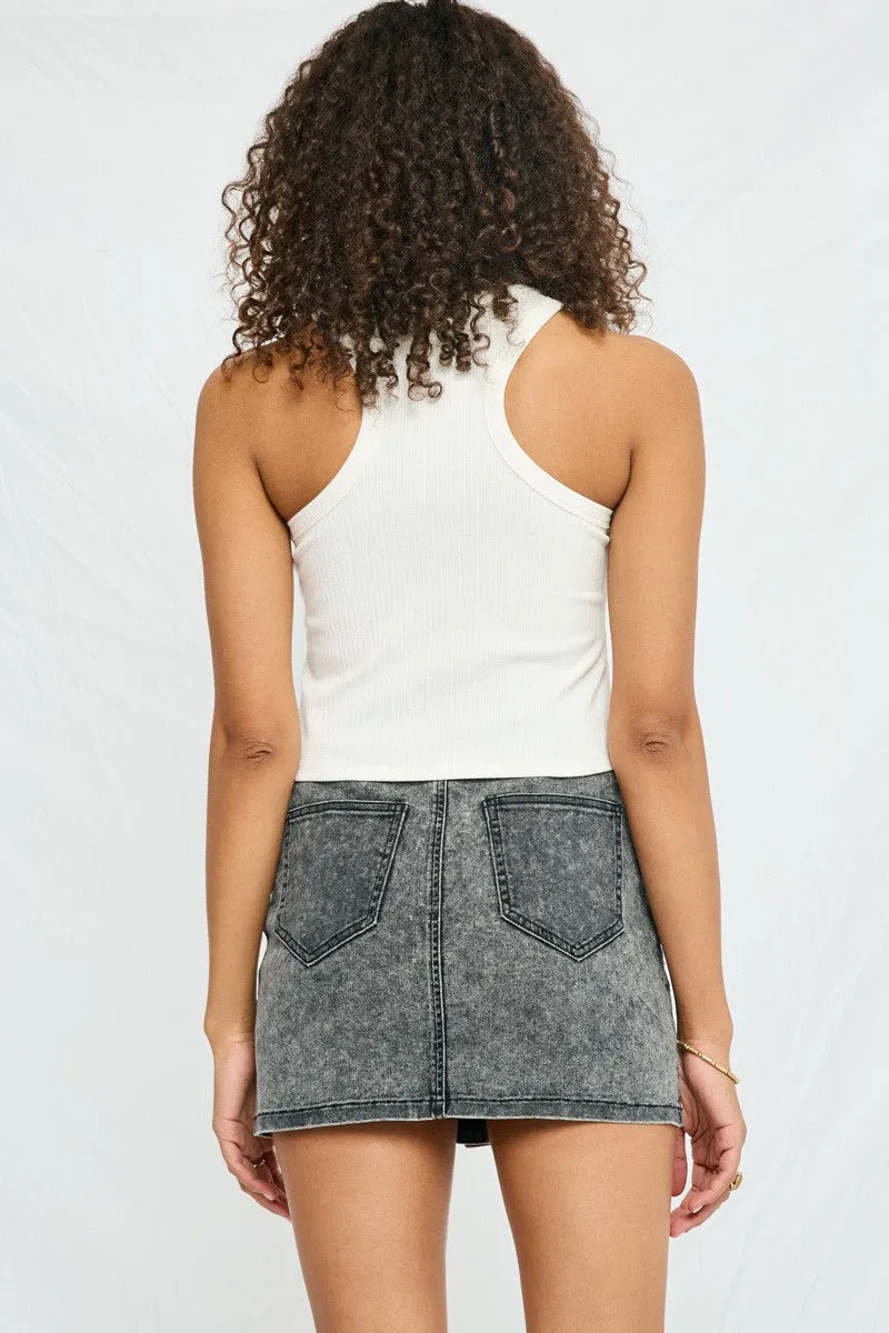 Womens Washed Button Up Denim Skirt sold by Hayden product image thumbnail 4