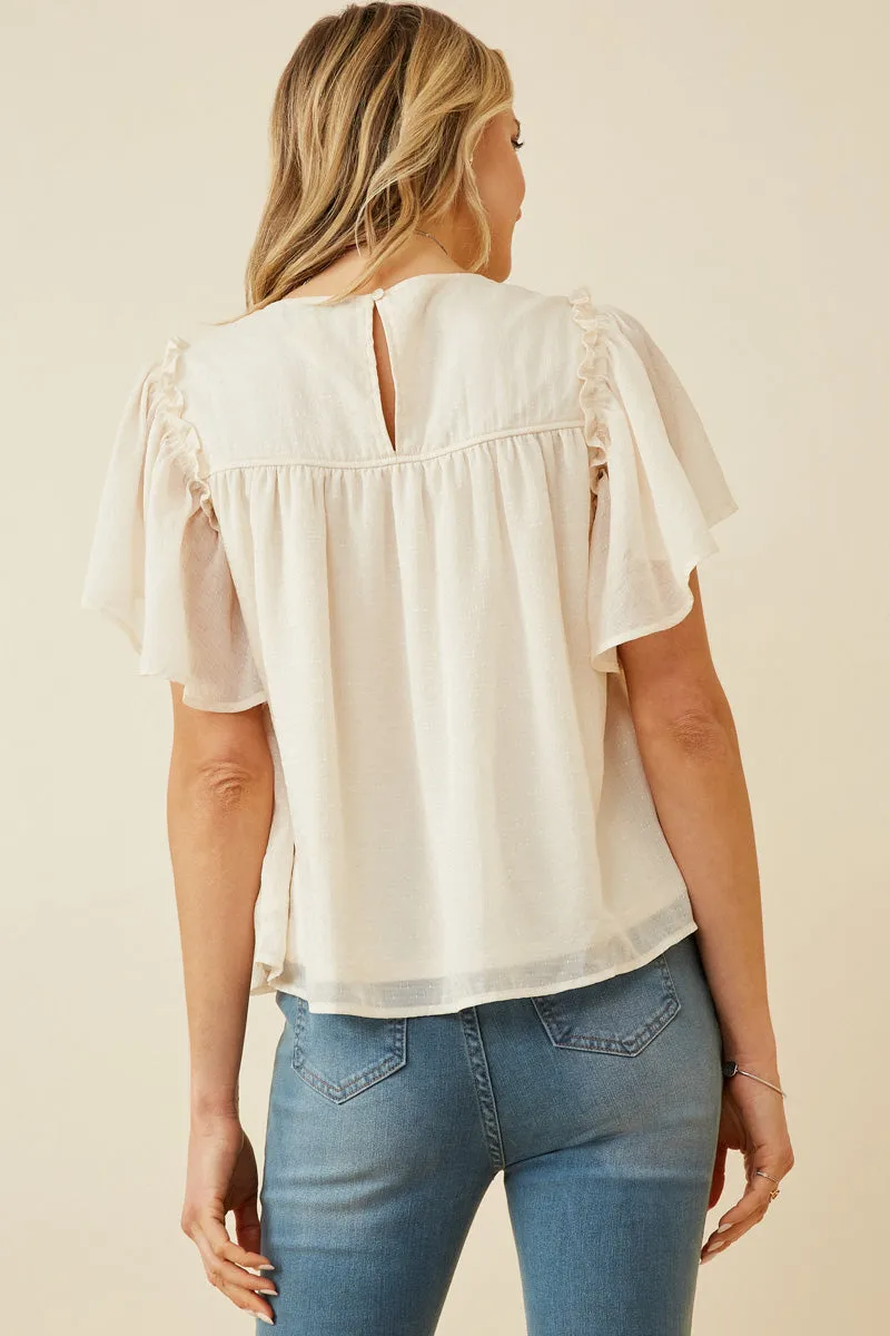 Womens Textured Ruffled Flutter Sleeve Top sold by Hayden product image thumbnail 5