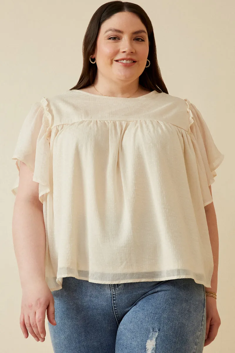 Womens Textured Ruffled Flutter Sleeve Top sold by Hayden product image thumbnail 2