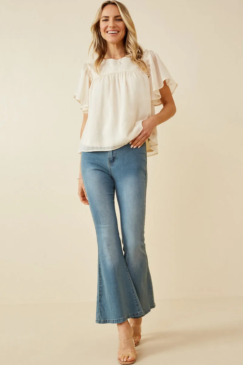 Womens Textured Ruffled Flutter Sleeve Top sold by Hayden product image thumbnail 3