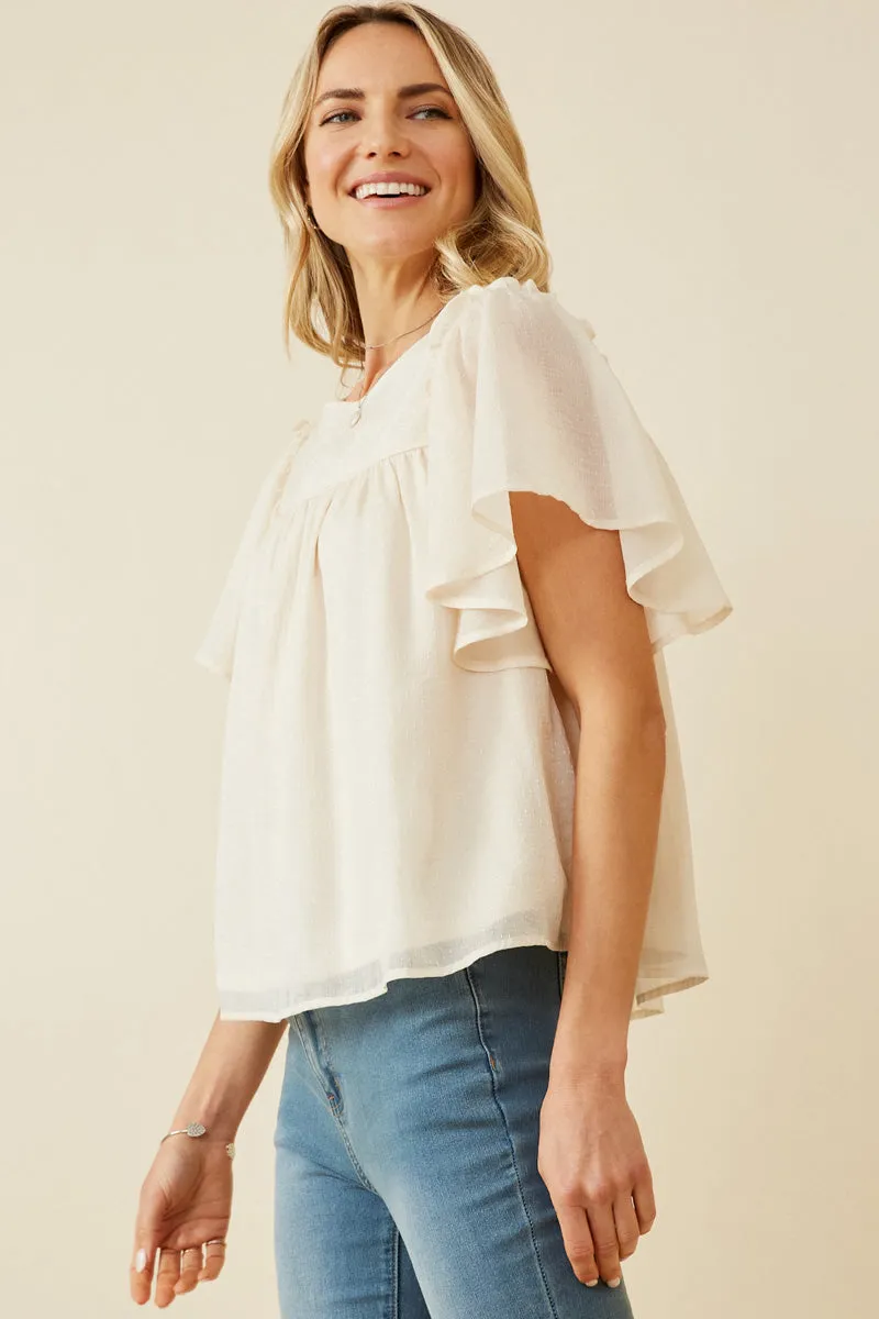 Womens Textured Ruffled Flutter Sleeve Top sold by Hayden product image thumbnail 4