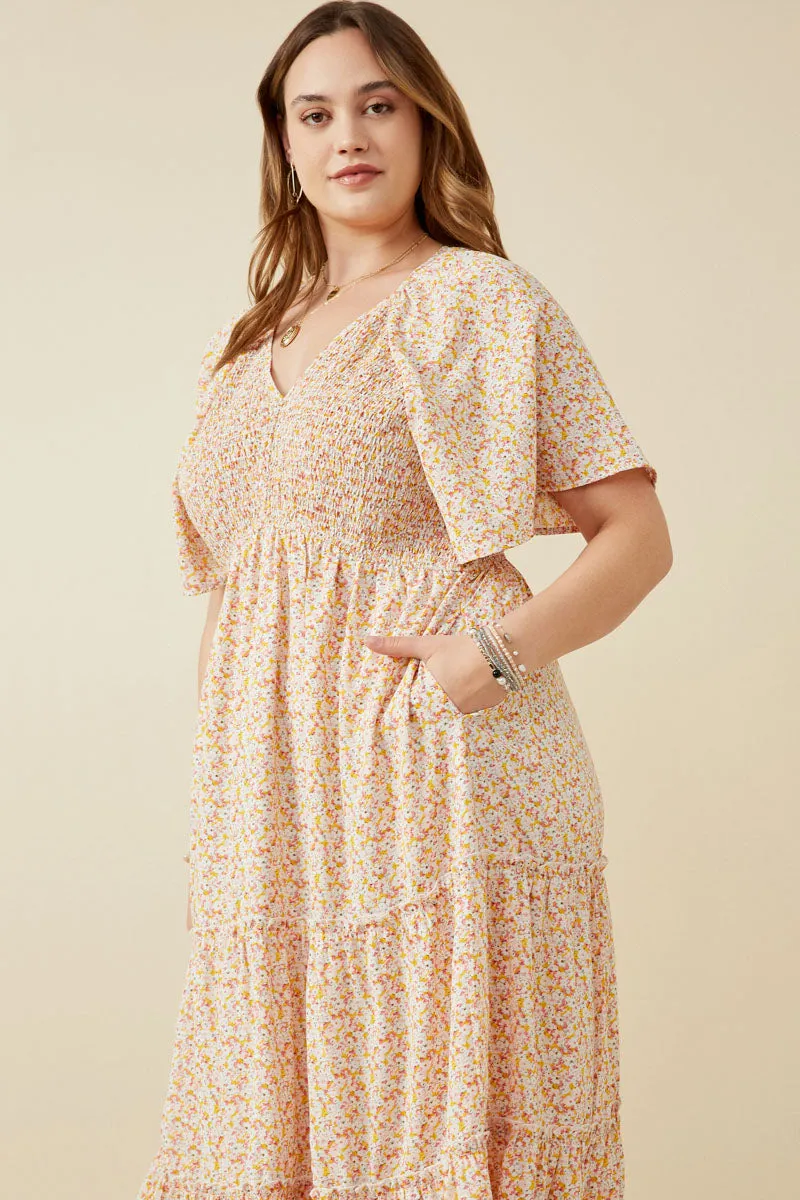 Womens Ditsy Floral Panel Smocked Tiered Midi Dress sold by Hayden product image thumbnail 2