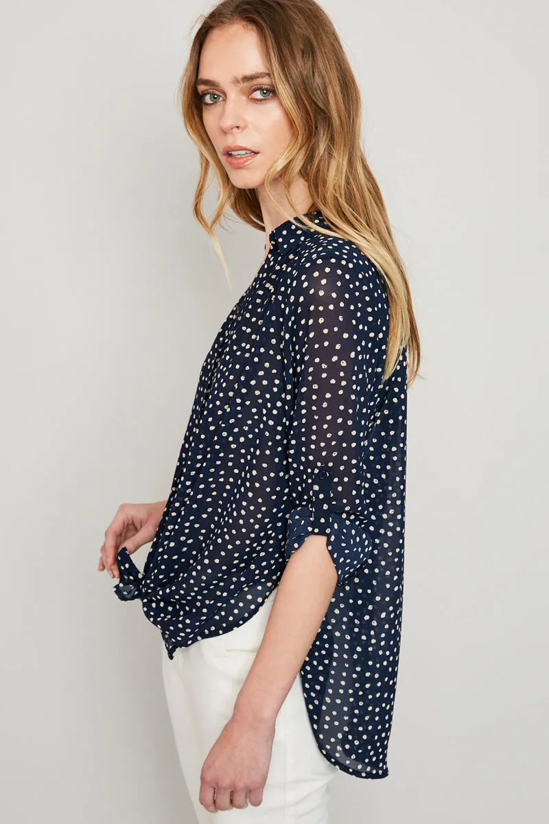 Womens Collared Polka-Dot Button-Down Top sold by Hayden product image thumbnail 2