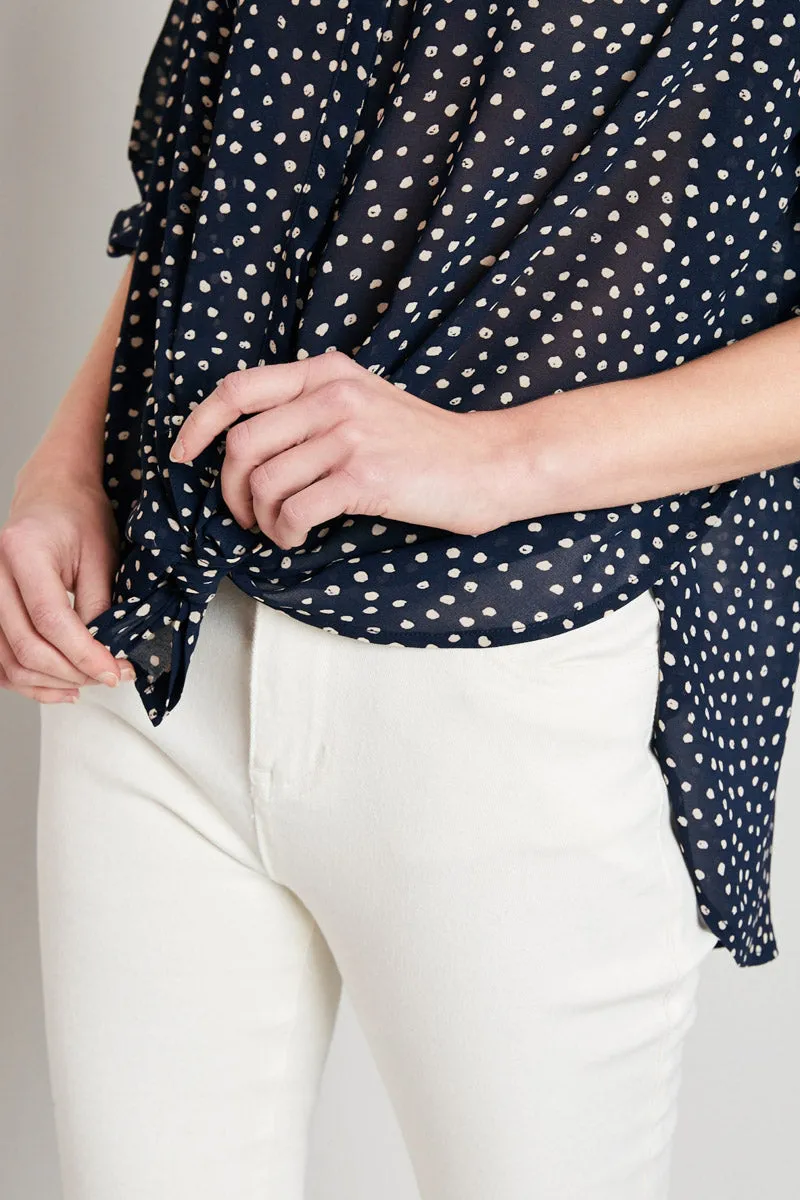 Womens Collared Polka-Dot Button-Down Top sold by Hayden product image thumbnail 4