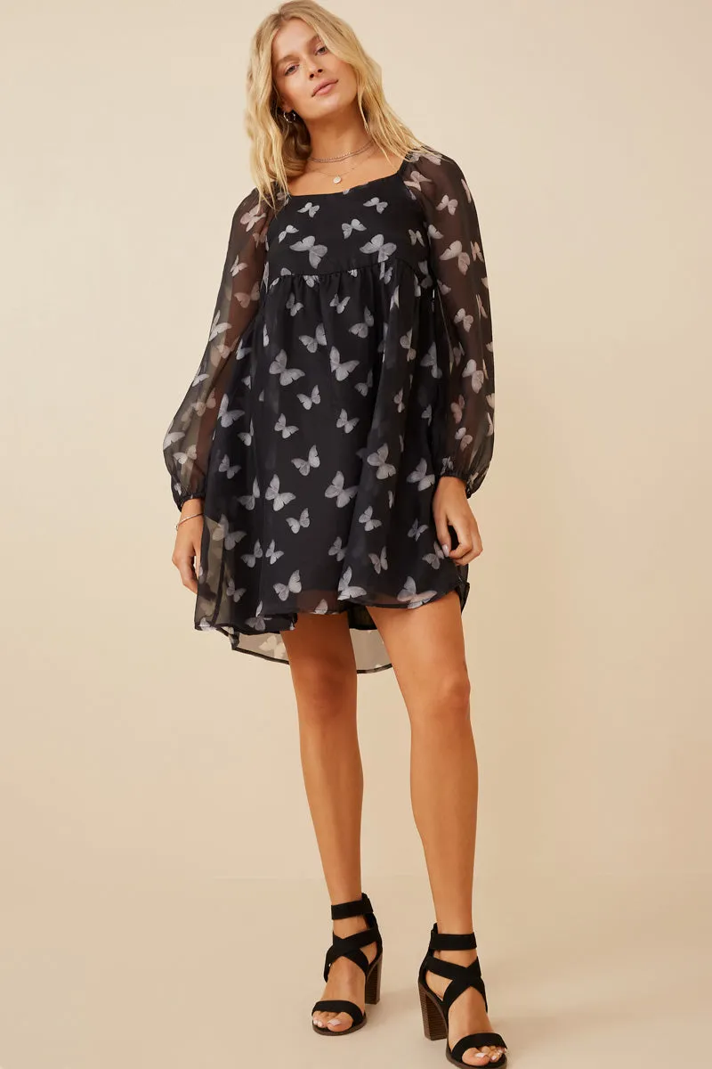 Womens Butterfly Print Square Neck Chiffon Dress sold by Hayden product image thumbnail 3