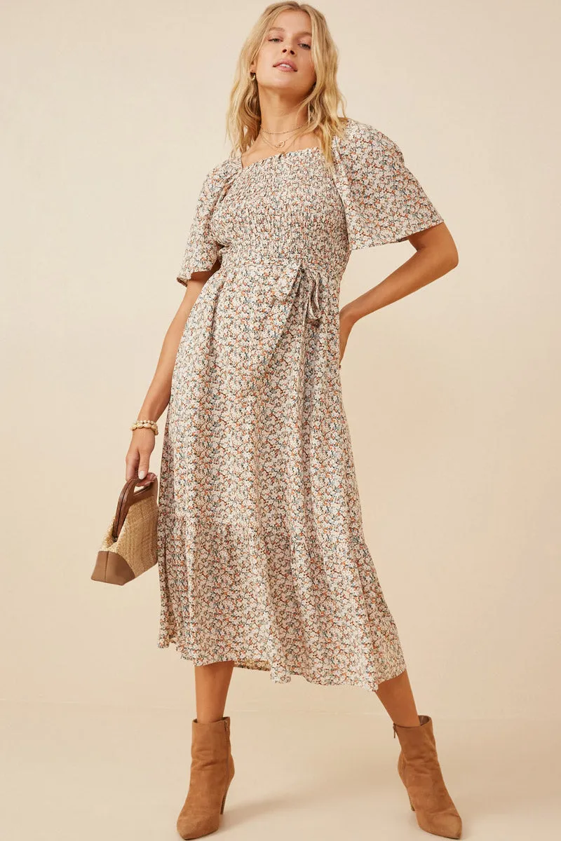 Womens Ditsy Floral Smocked Belted Dress sold by Hayden product image thumbnail 3