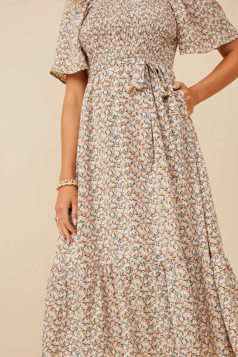 Womens Ditsy Floral Smocked Belted Dress sold by Hayden product image thumbnail 4