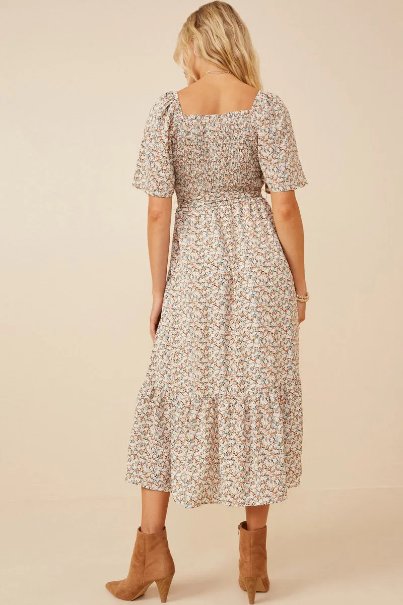 Womens Ditsy Floral Smocked Belted Dress sold by Hayden product image thumbnail 5