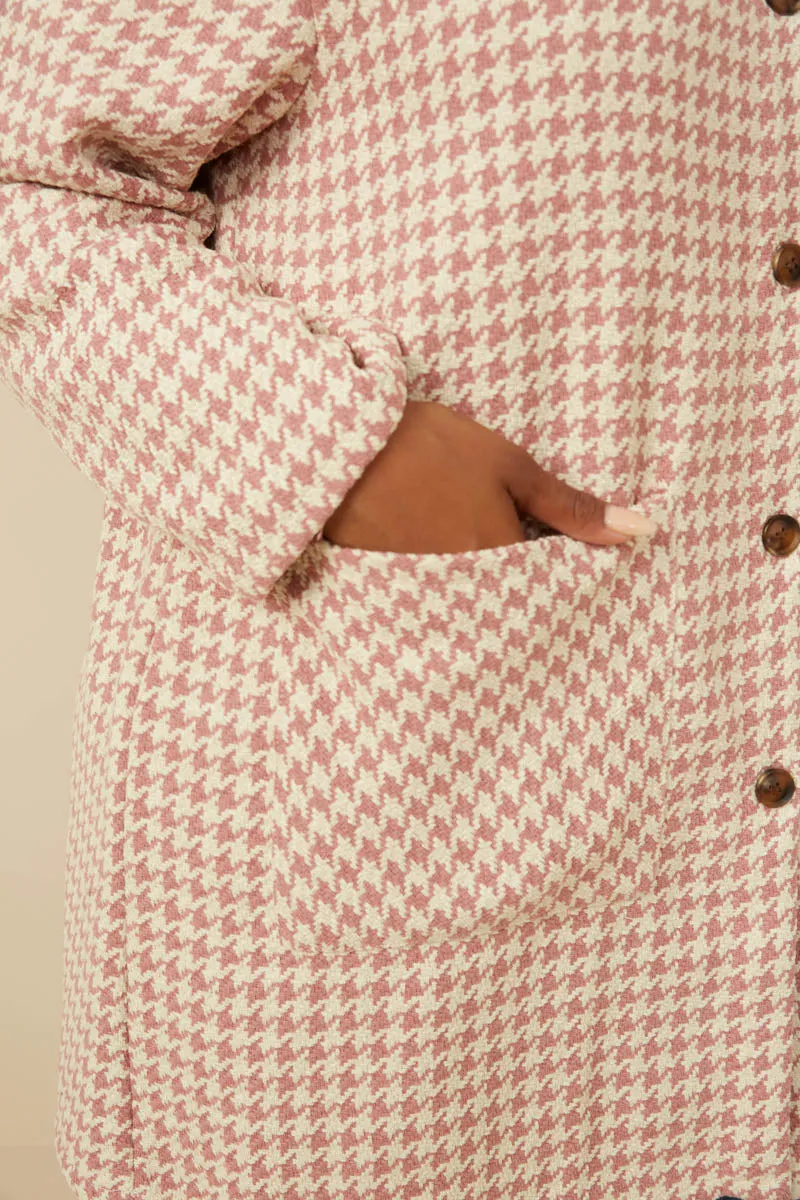 Womens Houndstooth Patch Pocket Buttoned Soft Coat sold by Hayden product image thumbnail 3