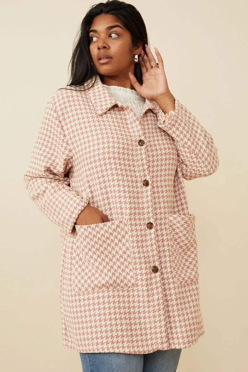 Womens Houndstooth Patch Pocket Buttoned Soft Coat sold by Hayden product image thumbnail 5