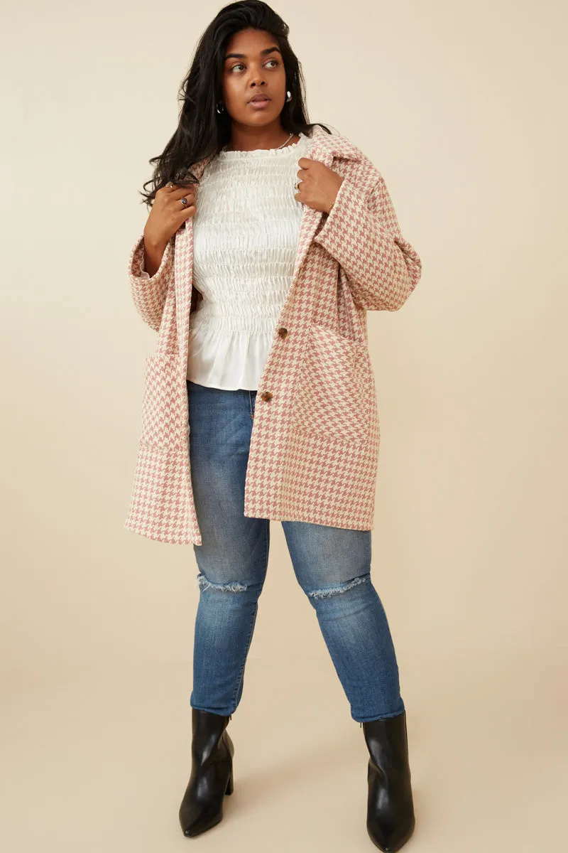 Womens Houndstooth Patch Pocket Buttoned Soft Coat sold by Hayden product image thumbnail 2