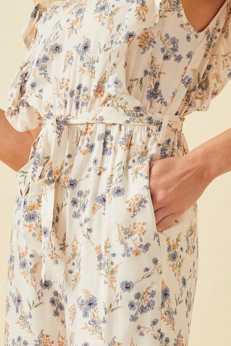 Womens Antique Floral Print Wideleg Ruffle Jumpsuit sold by Hayden product image thumbnail 4