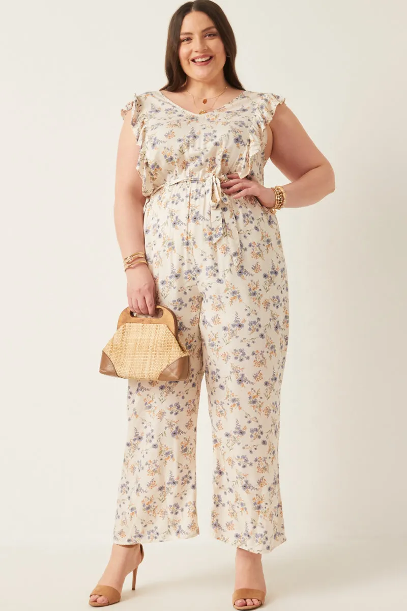Womens Antique Floral Print Wideleg Ruffle Jumpsuit sold by Hayden product image thumbnail 2