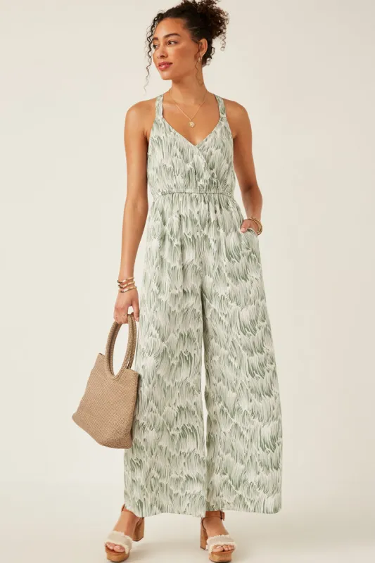 Womens Painted Botanical Print Halter Neck Jumpsuit made by Hayden