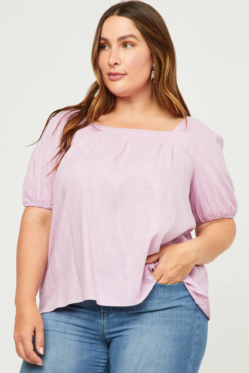 Womens Linen Look Square Neck Puff Sleeve Top sold by Hayden product image thumbnail 5