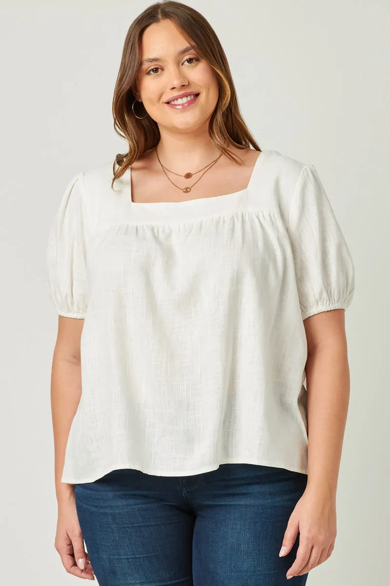 Womens Linen Look Square Neck Puff Sleeve Top sold by Hayden product image thumbnail 2
