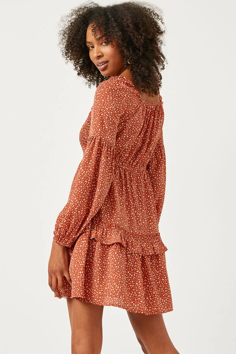Womens Smocked Bodice Puff Sleeve Ruffled Dress sold by Hayden product image thumbnail 4