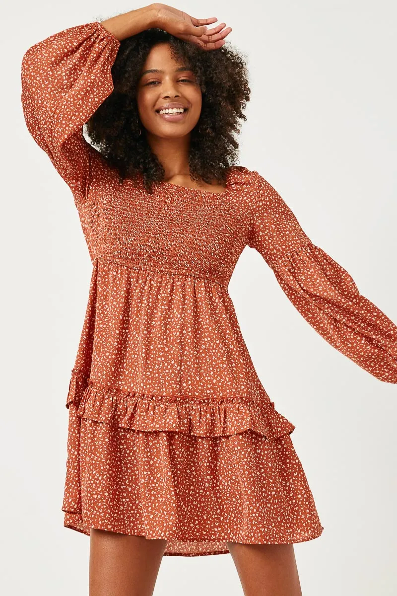 Womens Smocked Bodice Puff Sleeve Ruffled Dress sold by Hayden product image thumbnail 3