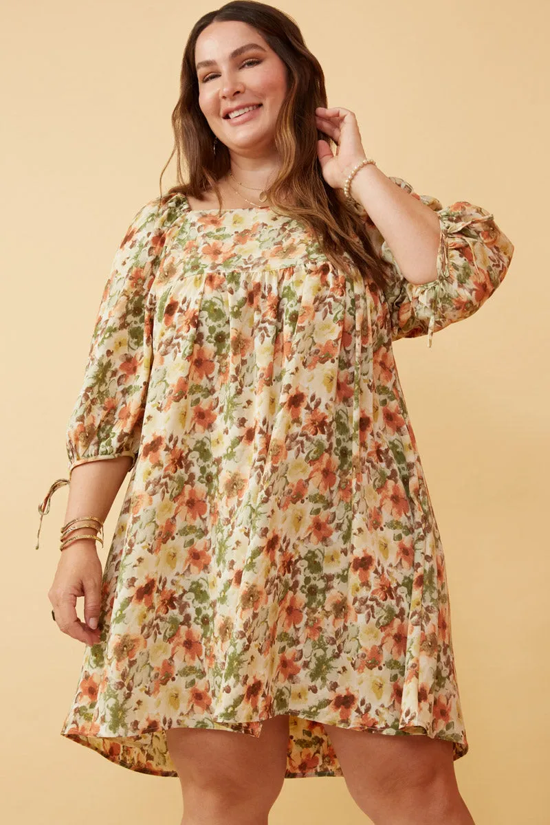 Womens Square Neck Floral Tie Sleeve Dress sold by Hayden product image thumbnail 2