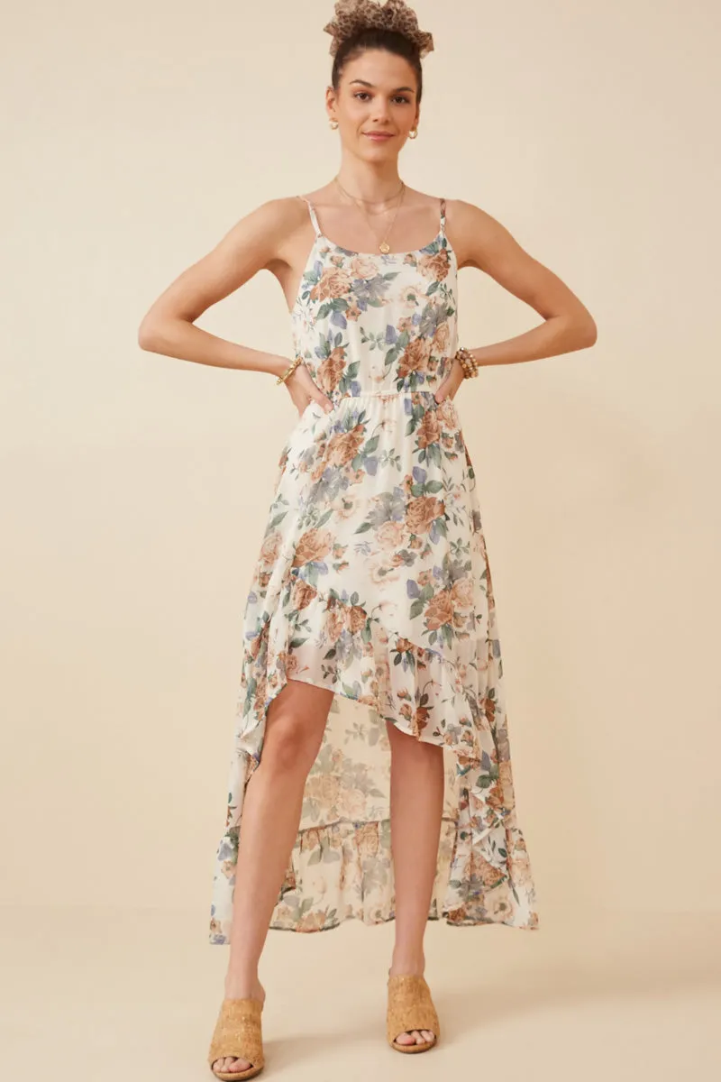 Womens Ruffled High Low Hem Sleeveless Maxi Dress sold by Hayden