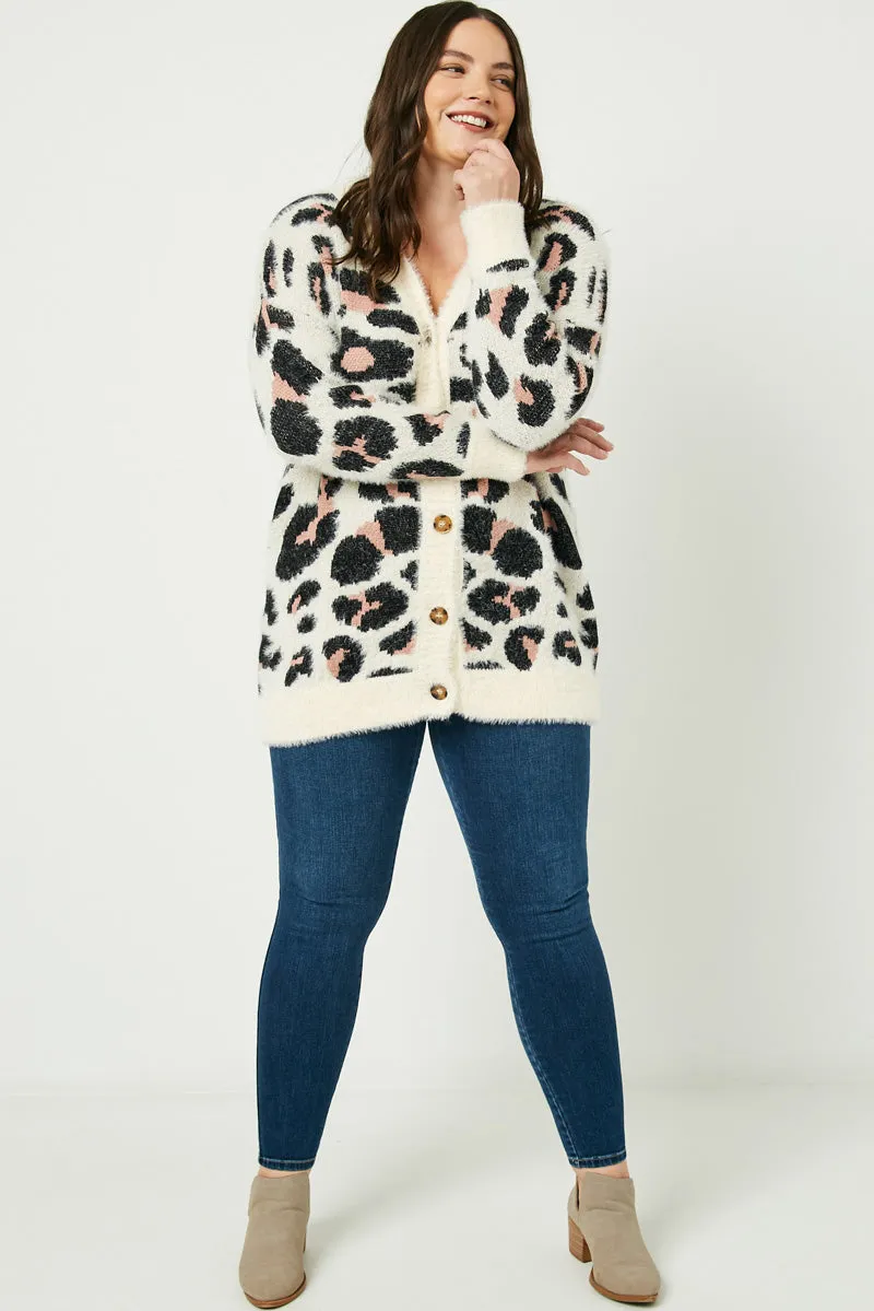 Womens Fuzzy Leopard Sweater Cardigan sold by Hayden product image thumbnail 5