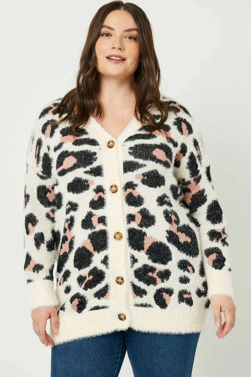 Womens Fuzzy Leopard Sweater Cardigan sold by Hayden product image thumbnail 2