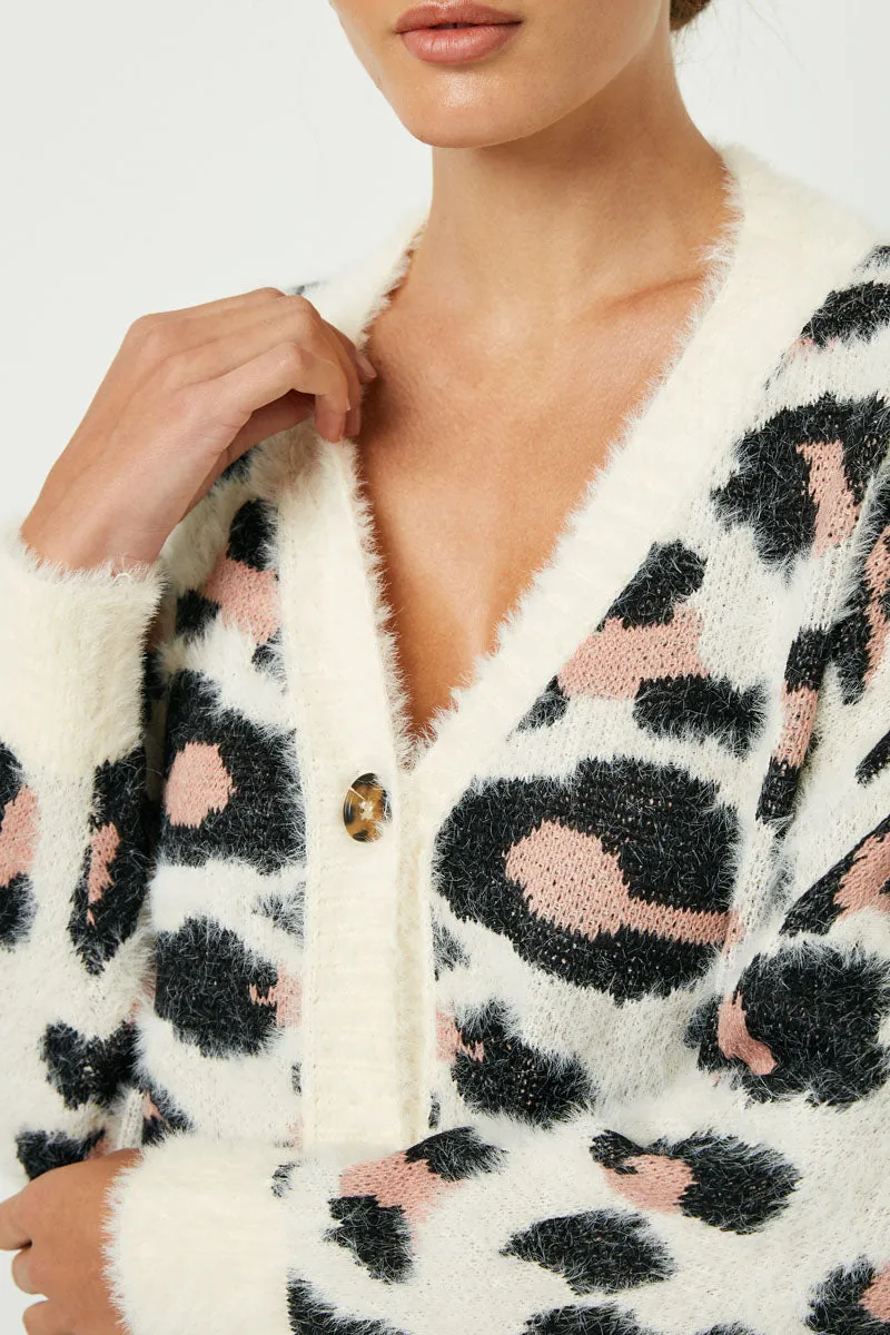 Womens Fuzzy Leopard Sweater Cardigan sold by Hayden product image thumbnail 3