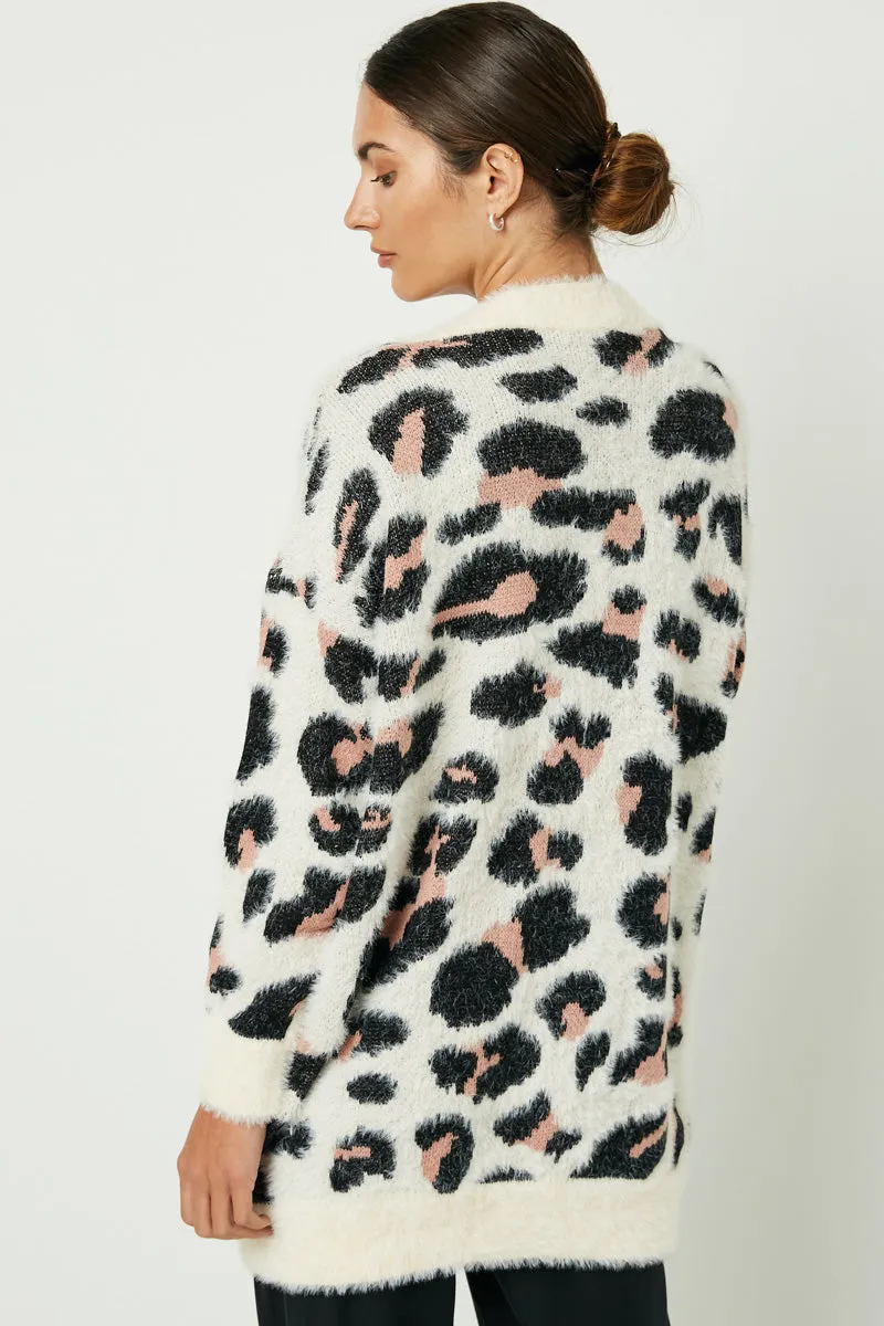 Womens Fuzzy Leopard Sweater Cardigan sold by Hayden product image thumbnail 4