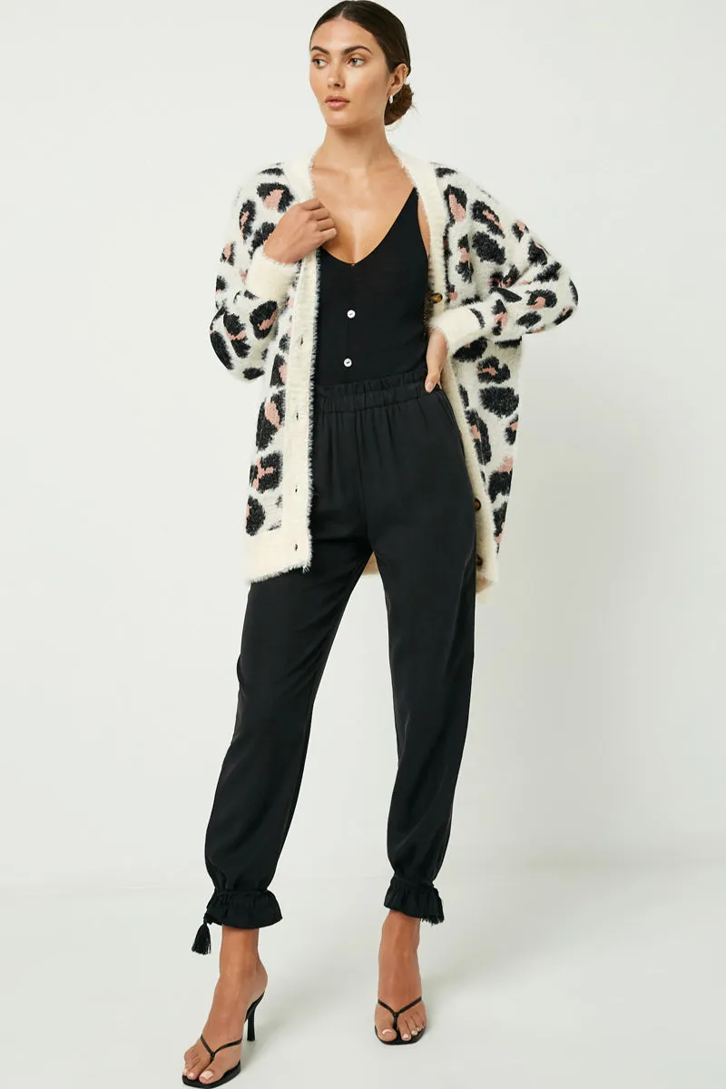 Womens Fuzzy Leopard Sweater Cardigan sold by Hayden