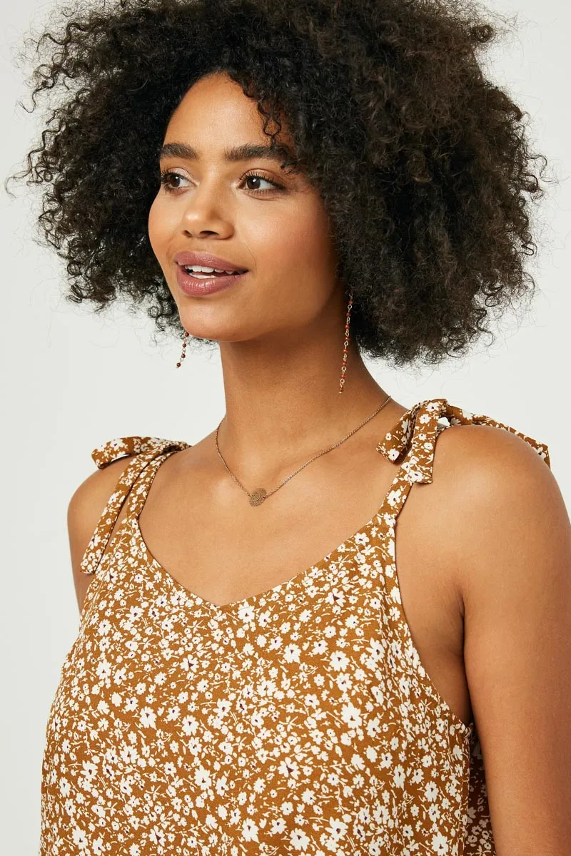 Womens Ruffle Tiered V Neck Tie Shoulder Mini Dress sold by Hayden product image thumbnail 3