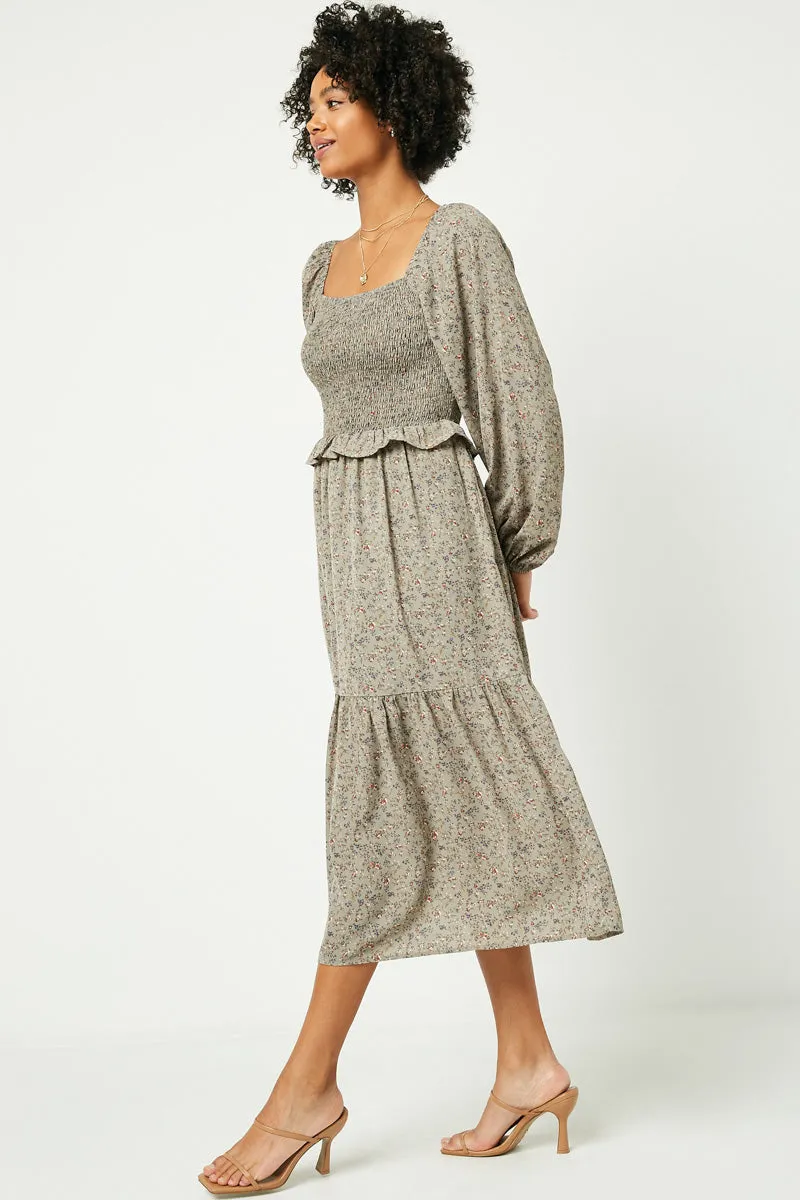 Womens Puff Sleeve Smocked Bodice Midi Dress sold by Hayden product image thumbnail 2