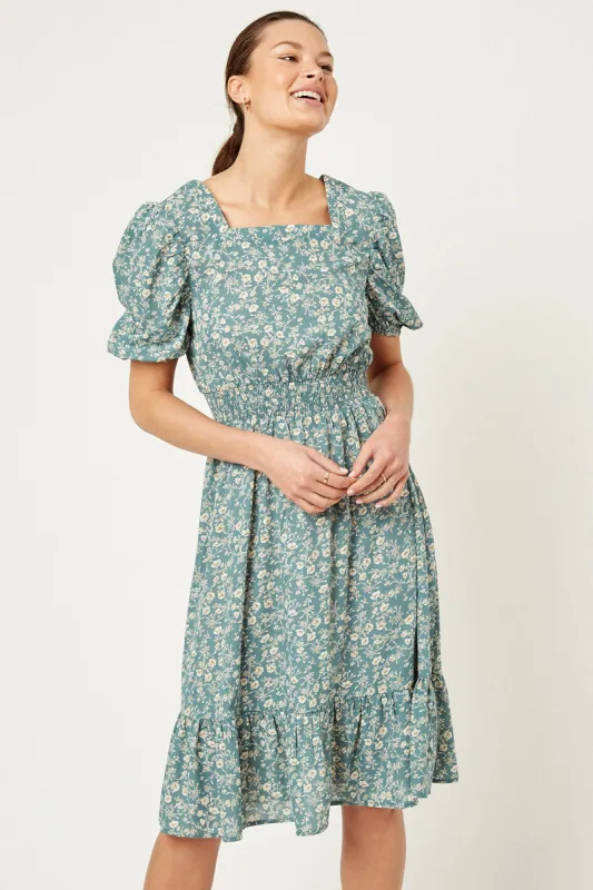 Womens Floral Square Neck Midi Dress sold by Hayden