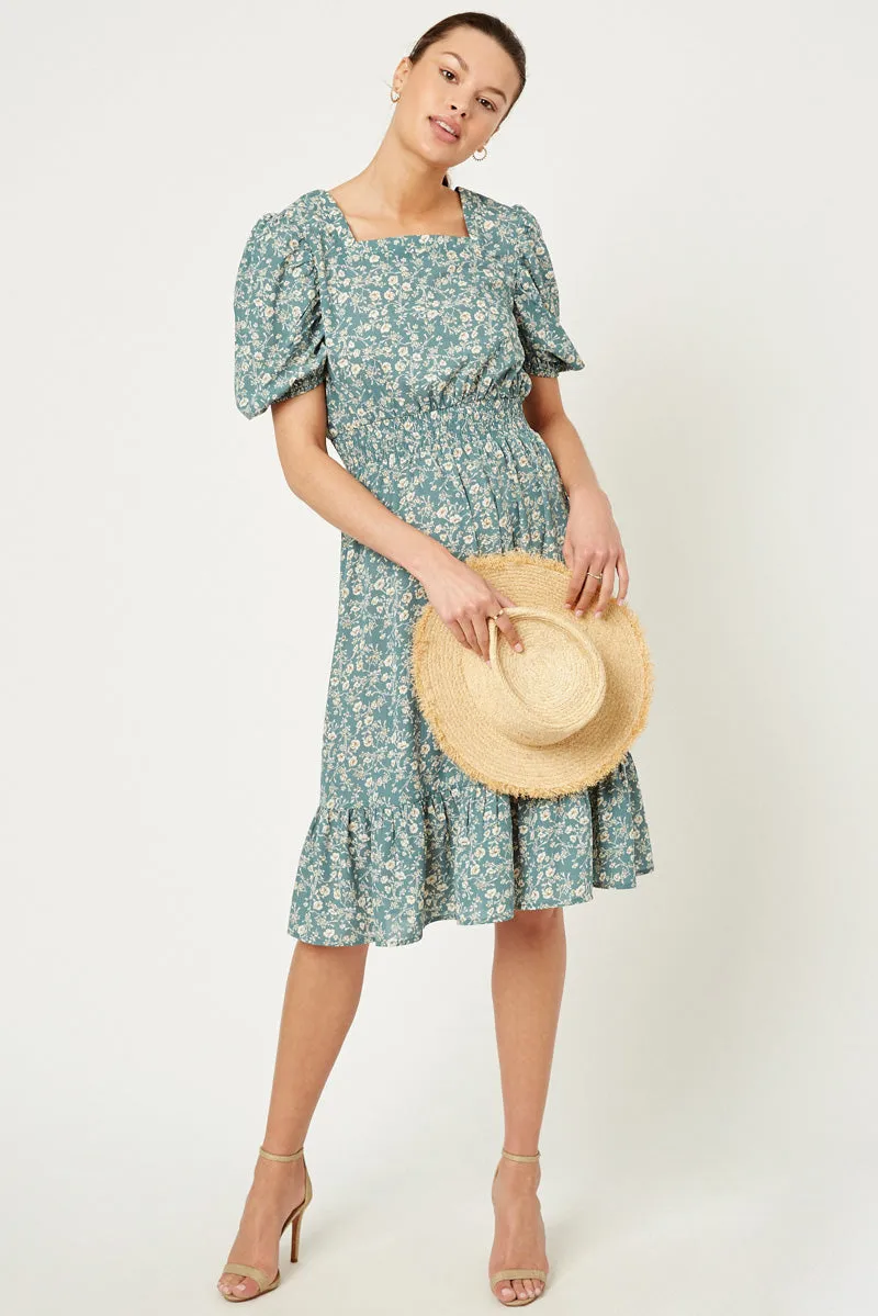 Womens Floral Square Neck Midi Dress sold by Hayden product image thumbnail 3