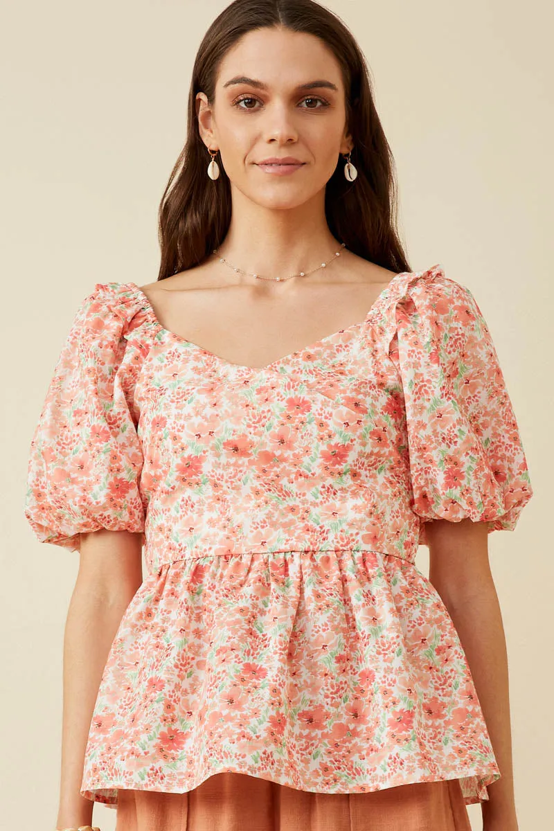 Womens Floral Sweetheart Smocked Tie Top sold by Hayden product image thumbnail 4