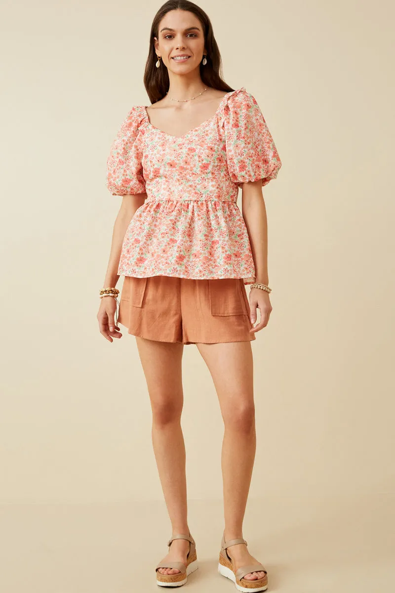 Womens Floral Sweetheart Smocked Tie Top sold by Hayden product image thumbnail 2