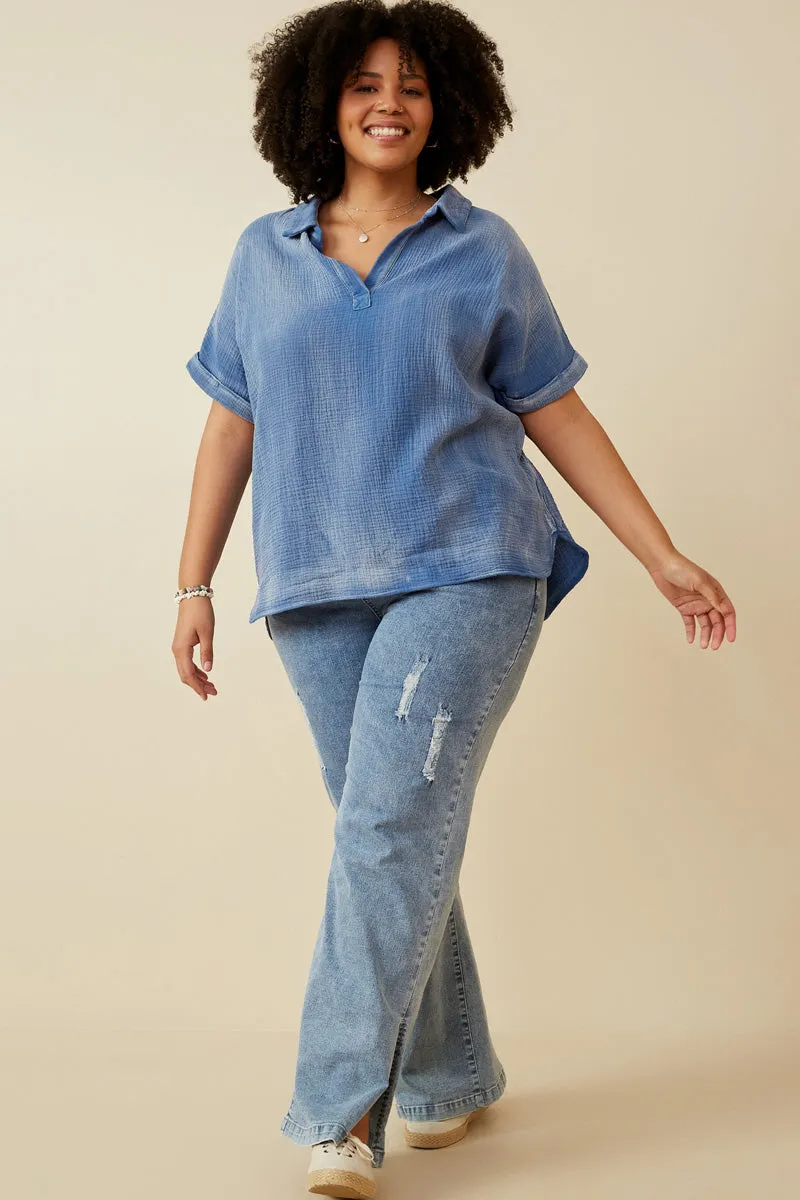 Womens Washed Textured Collar Dolman Top sold by Hayden product image thumbnail 5