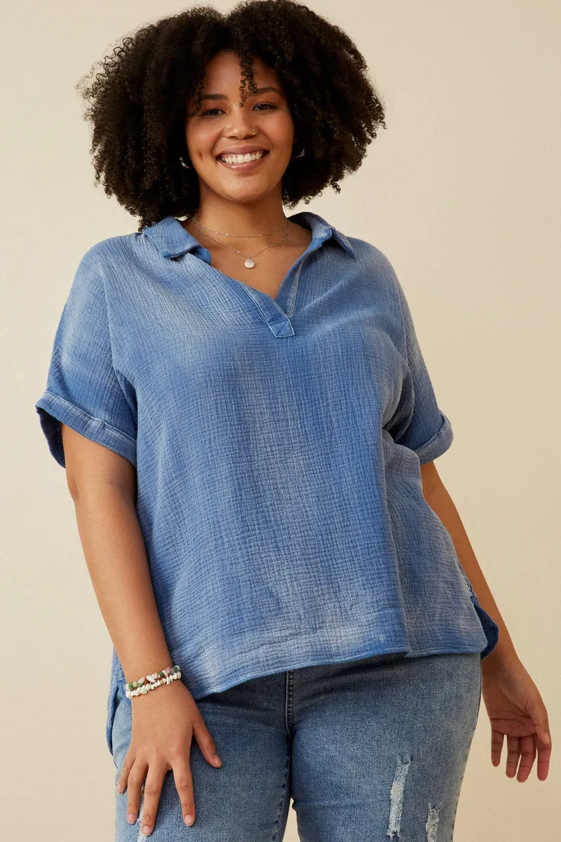 Womens Washed Textured Collar Dolman Top sold by Hayden product image thumbnail 2