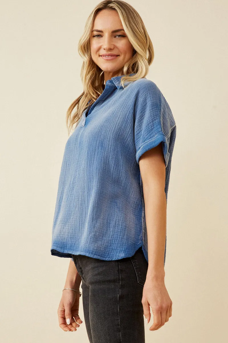 Womens Washed Textured Collar Dolman Top sold by Hayden product image thumbnail 3