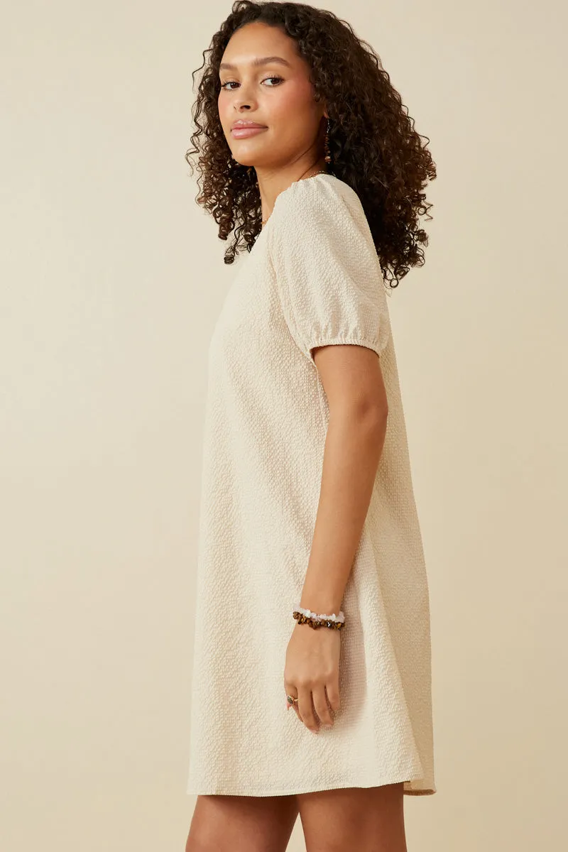 Womens Seersucker Textured V Neck Puff Sleeve Dress sold by Hayden product image thumbnail 4